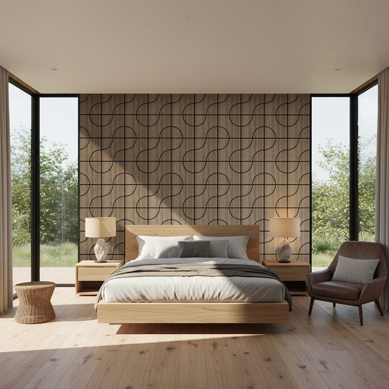 23.6" x 23.6" Wood Acoustic Wall Panels for Ceiling and Wall Decor, 4-Pack (15 sq ft)