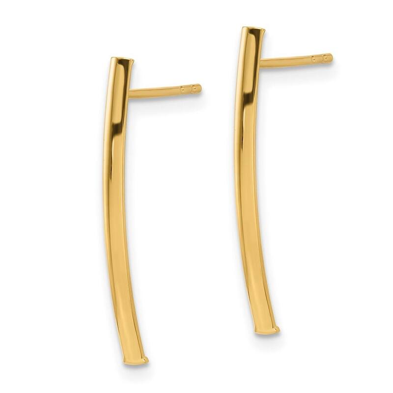 Curata 10k Yellow Gold 24x4mm Polished Bar Post Earrings