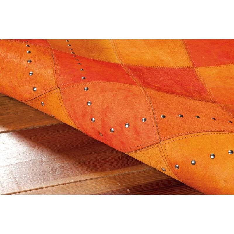 Nourison Vivid Textured Over-dyed Hair on Hide Modern Patchwork Area Rug