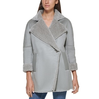 Calvin Klein Women's Midi Warm Faux Fur Coat Gray Size X-Large - Bed ...