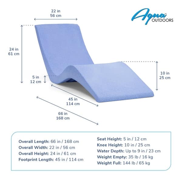 dimension image slide 1 of 2, Aqua Outdoors In-Pool Chaise Lounge Chairs for 0-9 In. of Water - All Weather Resistant, No Plugs/Tools Needed - (Set of 2)
