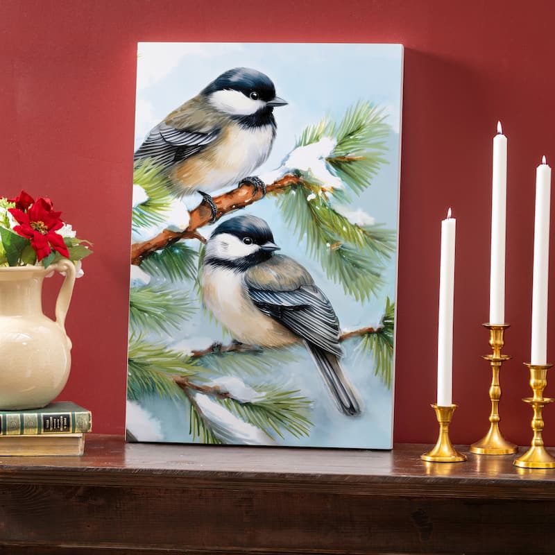 Holiday Chickadees Indoor Wall Decor, 24"x16"