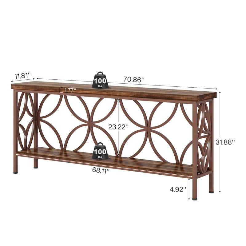 70.9" Modern Sofa Console Table with Storage Shelves for Entryway