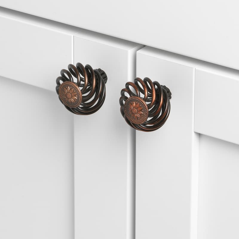 GlideRite 1-1/2-inch Diameter Flower Birdcage Round Cabinet Knob- Rustic Bronze(Pack of 25) - Brown