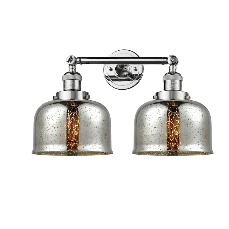 Innovations Lighting Large Bell 2 Light 19" Wide Bathroom Vanity Light - Polished Chrome / Silver Plated Mercury