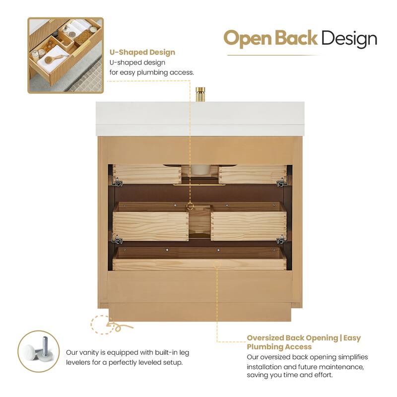 Santarem Single Vanity with Pure White Quartz Stone Top without Mirror