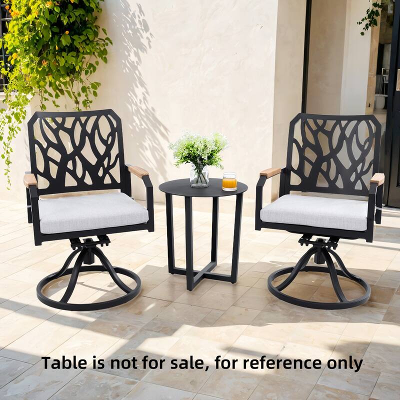 GDFStudio - Aaron Outdoor Patio Aluminum Swivel Rocker with Sunbrella Cushions,FSC-Certified Wood Armrests