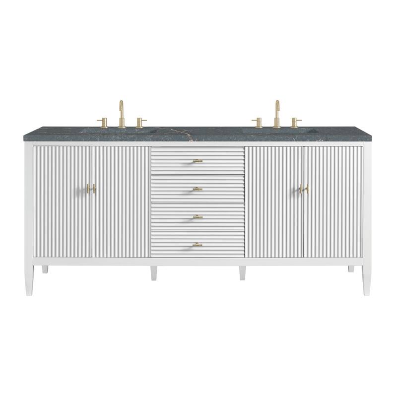 James Martin Vanities 485-V72-3PBL Myrrin 72" Double Basin Wood Vanity - Bright White