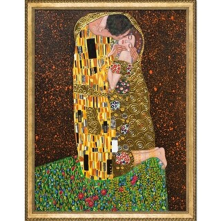 The Kiss, Full View by Gustav Klimt Metallic Embellished Framed Hand ...