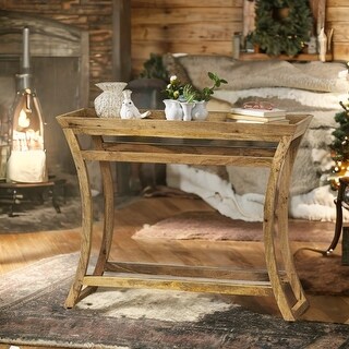 Rustic Mango Wood Console Table with Tray Top & Handcrafted Design ...