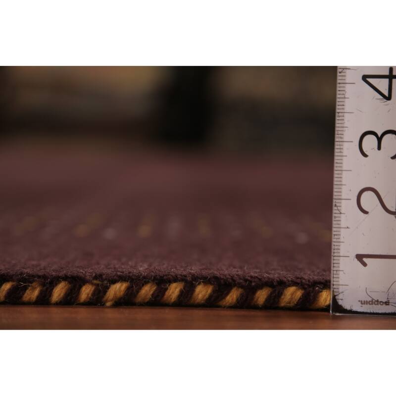 Brown Gabbeh Area Rug Handmade Oriental Wool Carpet - 8'1" x 9'8"