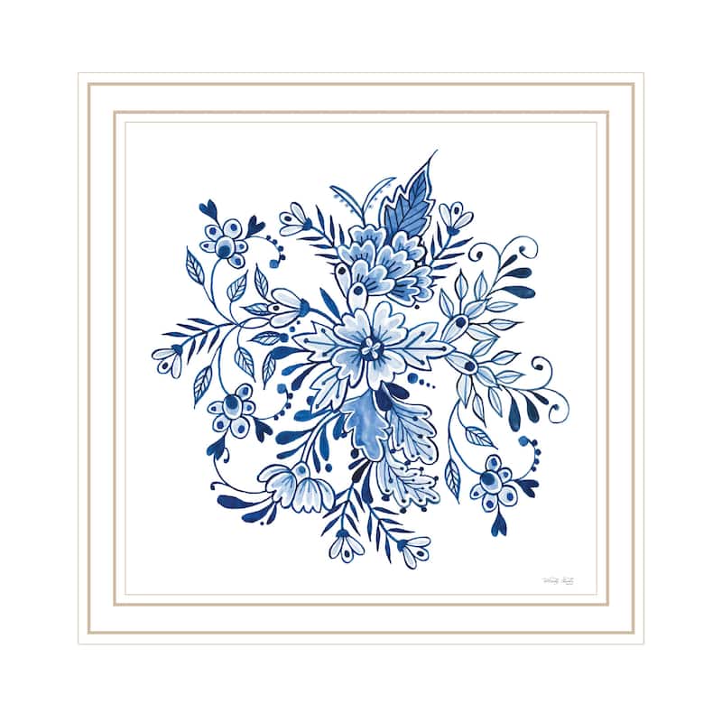 TrendyDecor4U "Floral Calligraphy Sketches II" Framed Print Wall Art - White