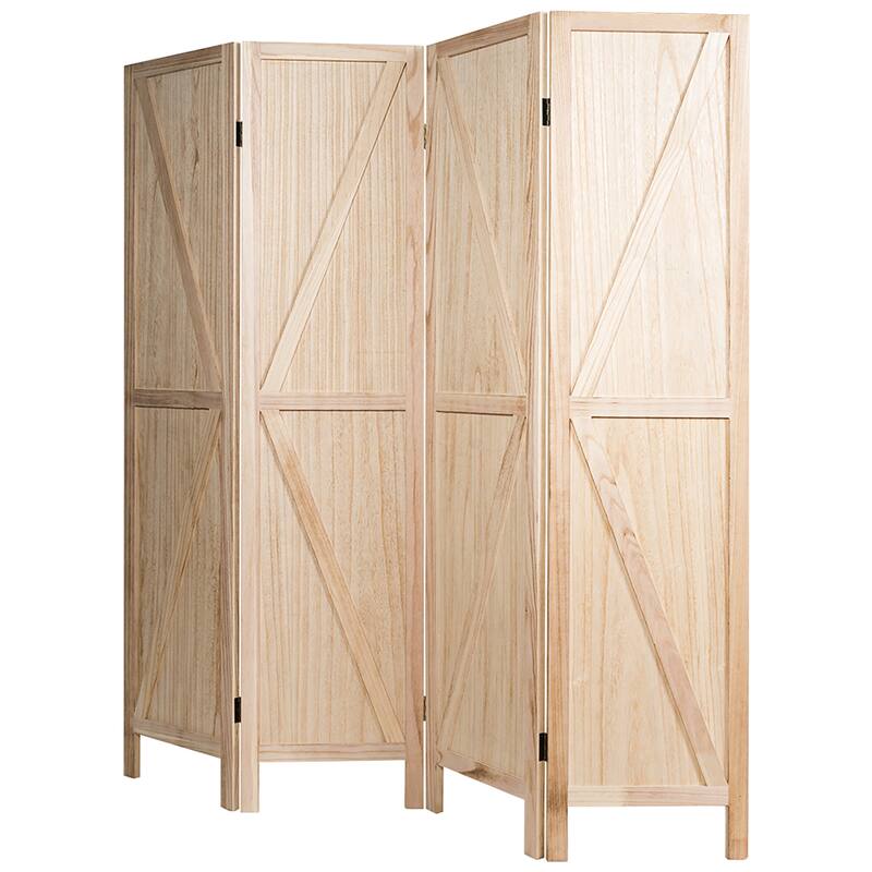 Costway 4Panels Folding Wooden Divider W/ V-shaped Design 5.6Ft Tall