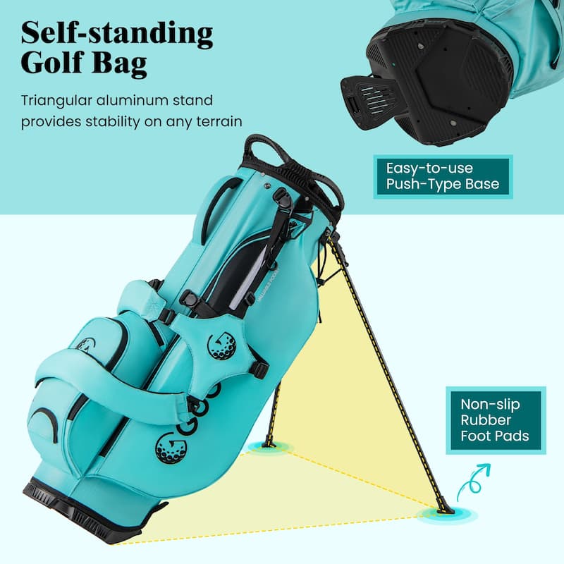 Gymax 8-Way Golf Stand Bag w/ 5 Pockets Lightweight Portable Golf Club