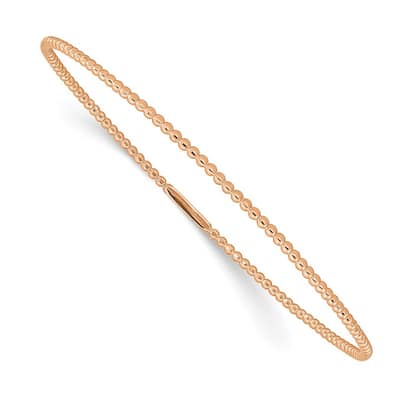 Curata 14k Rose Gold Solid Beaded Slip Cuff Stackable Bangle Bracelet