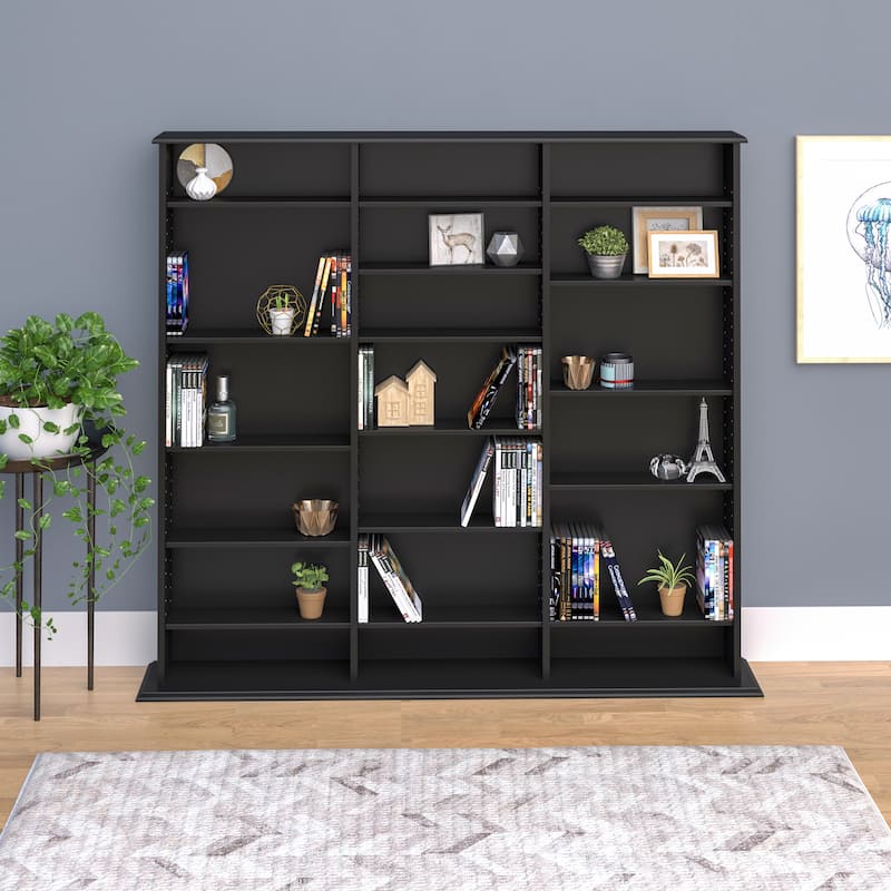 Prepac Media Storage Display Cabinet 8.75" D x 56" W x 51" H - 56" W x 51" H x 8.75" D