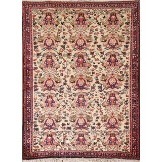 Geometric Traditional Gharajeh Persian Wool Area Rug Hand-knotted - 5'1 ...
