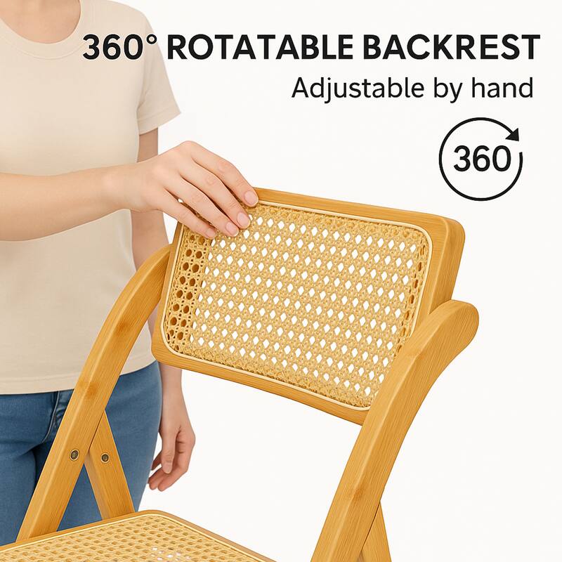 Sand Tristan Bamboo Folding Chairs Set of 2 Portable Indoor Outdoor