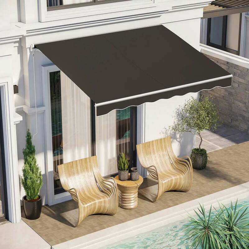 10'x8' Electric Retractable Awning,Remote Controller and Manual Crank