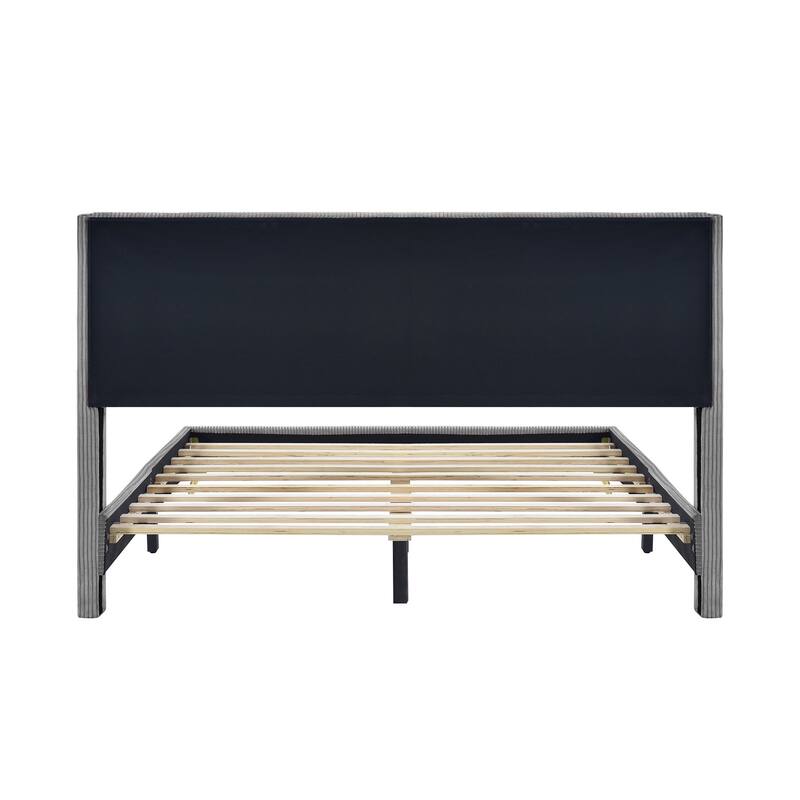 Queen Size Corduroy Platform Bed