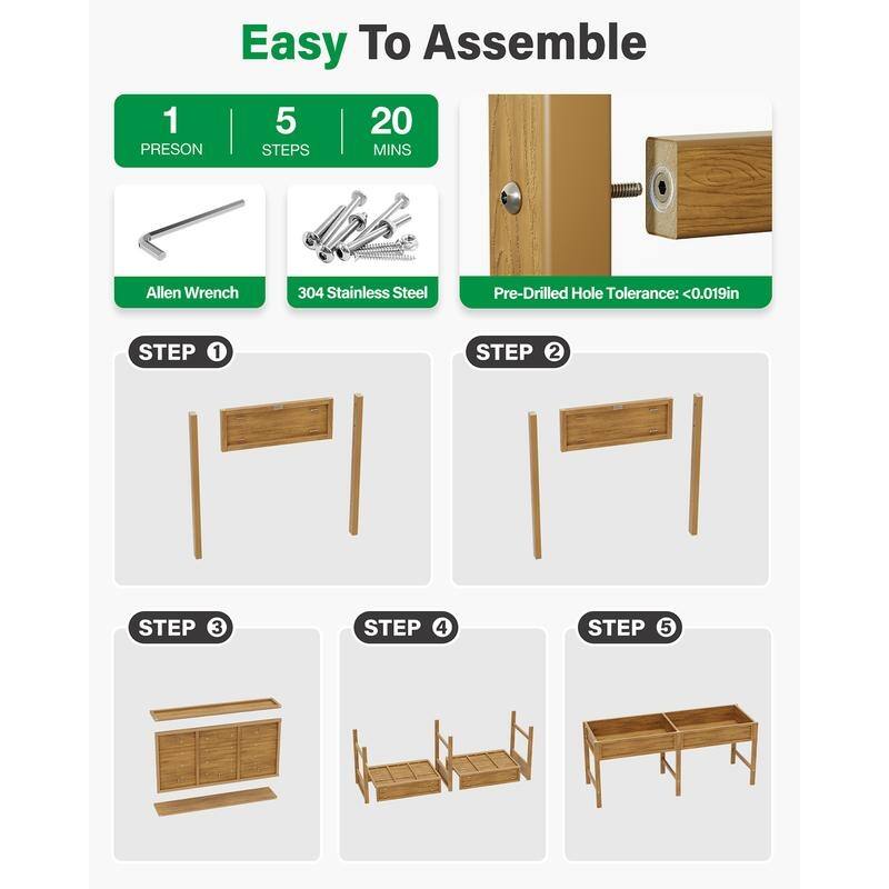 WINSOON All Weather HIPS Raised Garden Bed with Drainage Holes
