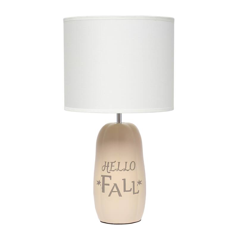 Hello Fall Ceramic Table Lamp with White Drum Shade - 17.75" - Taupe Brown