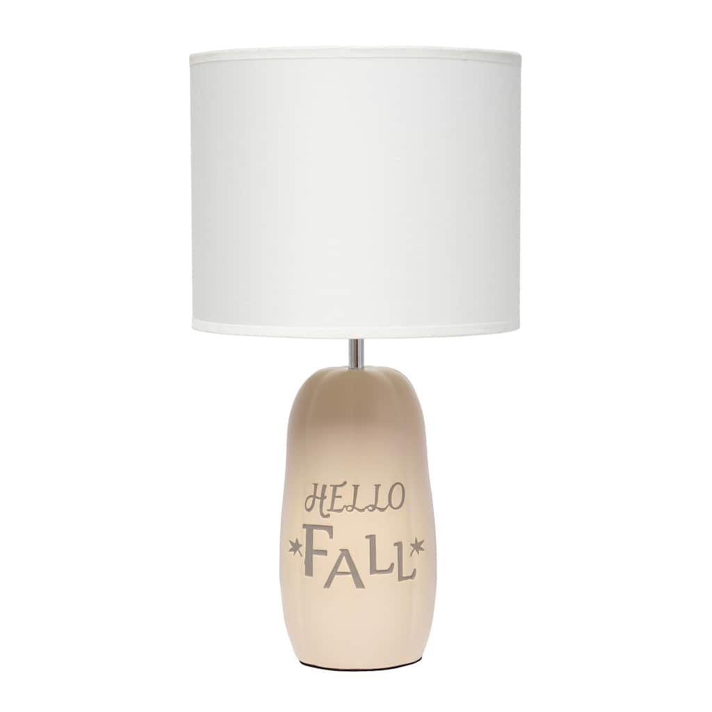 Hello Fall Ceramic Table Lamp with White Drum Shade - 17.75" - Taupe Brown