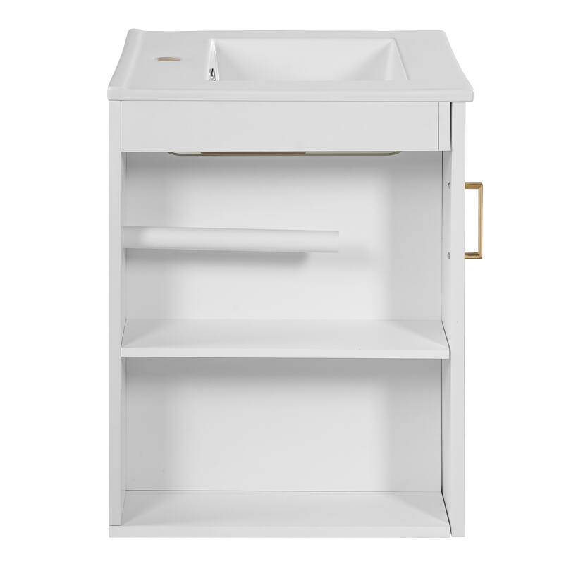 20'' Wall Mounted Bathroom Vanity with White Integrated Ceramic Sink - 20.3'' x 18.5'' x 24.1''