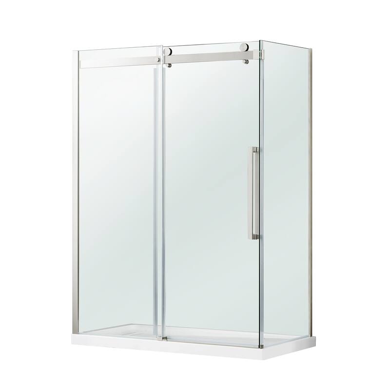 Bel Soft Close 3-Piece Base/Door Rectangular Corner Shower Kit (Left or Right Drain)