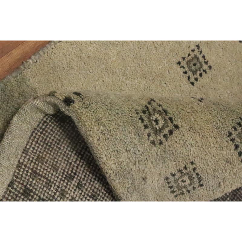 Hand Knotted Oriental 100% Wool Carpet Tribal Geometric Multi-Colored Gabbeh Runner Rug - 4' 8'' X 2' 2''