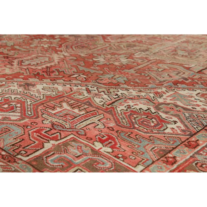 Medallion Heriz Persian Vintage Rug Handmade Traditional Wool Carpet - 9'4"x 13'2"