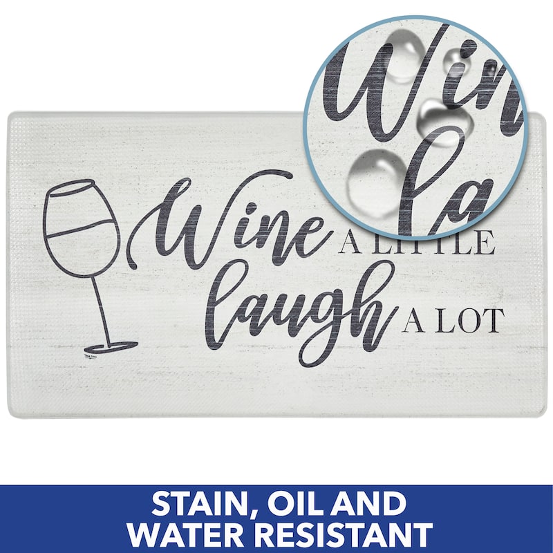 SoHome Cozy Living Wine A Little Anti-Fatigue Kitchen Mat, Grey/Black