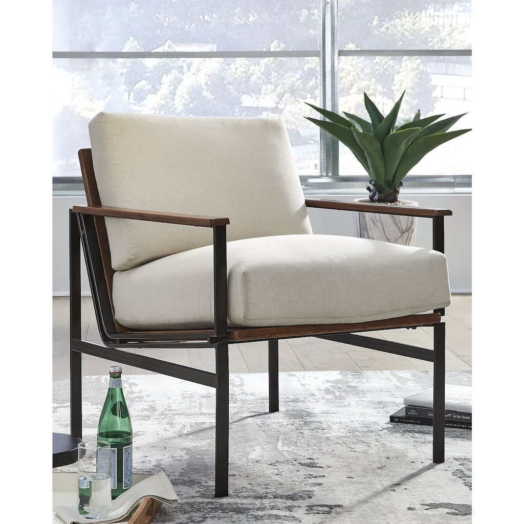 Signature Design by Ashley Tilden Ivory/Brown Accent Chair