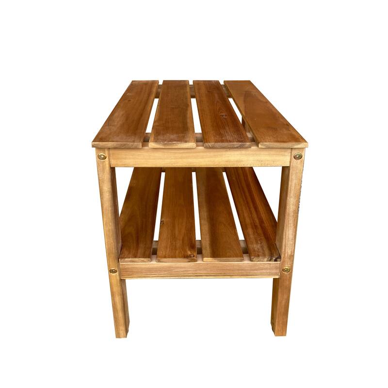 Zen® Acacia 18" Length Shower Bench with Shelf - 18"T x 18"W x 11.8"D
