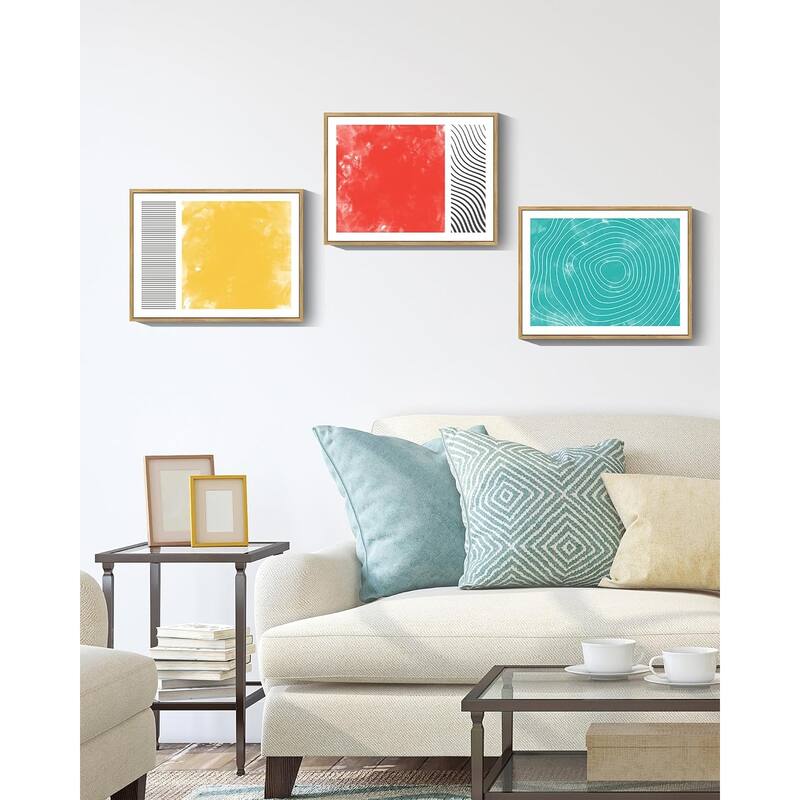 Minimalist Abstract Framed Wall Art Modern Colorful Line