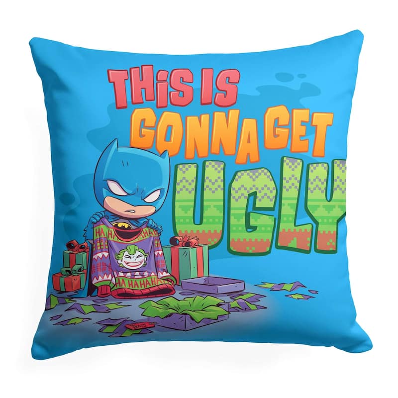 Warner Bros DC Justice League It's Gonna Get Ugly 18 Inch Throw Pillow