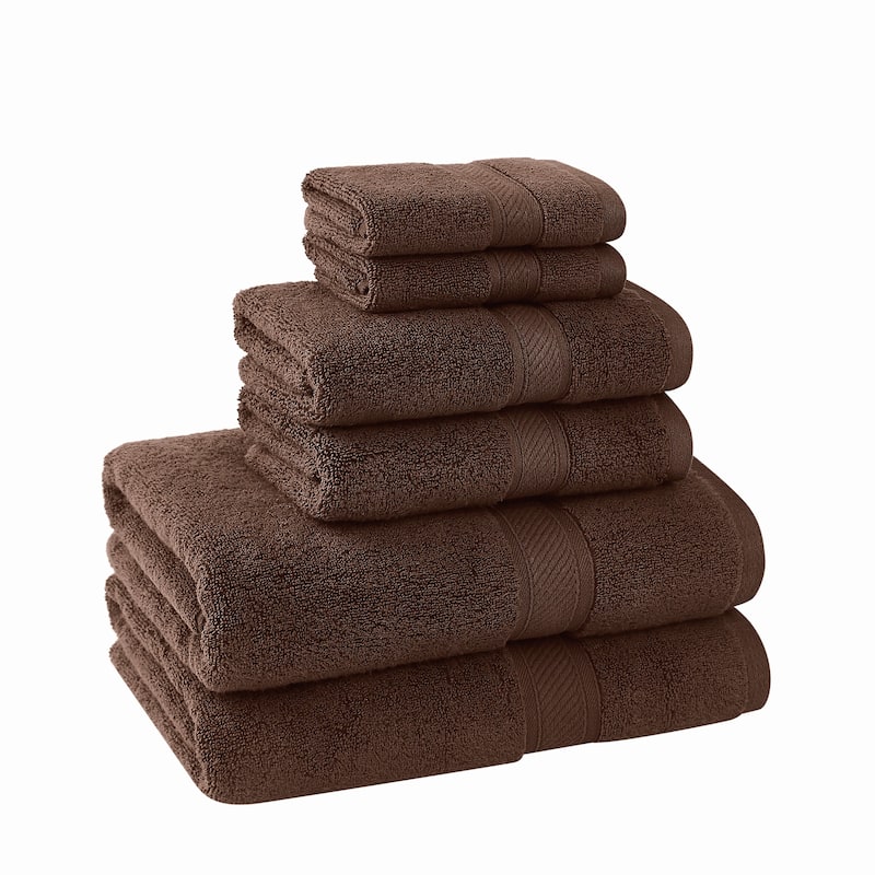 Royal Velvet Regal Plush Towel Collection - 6 Piece Towel Set - Brown