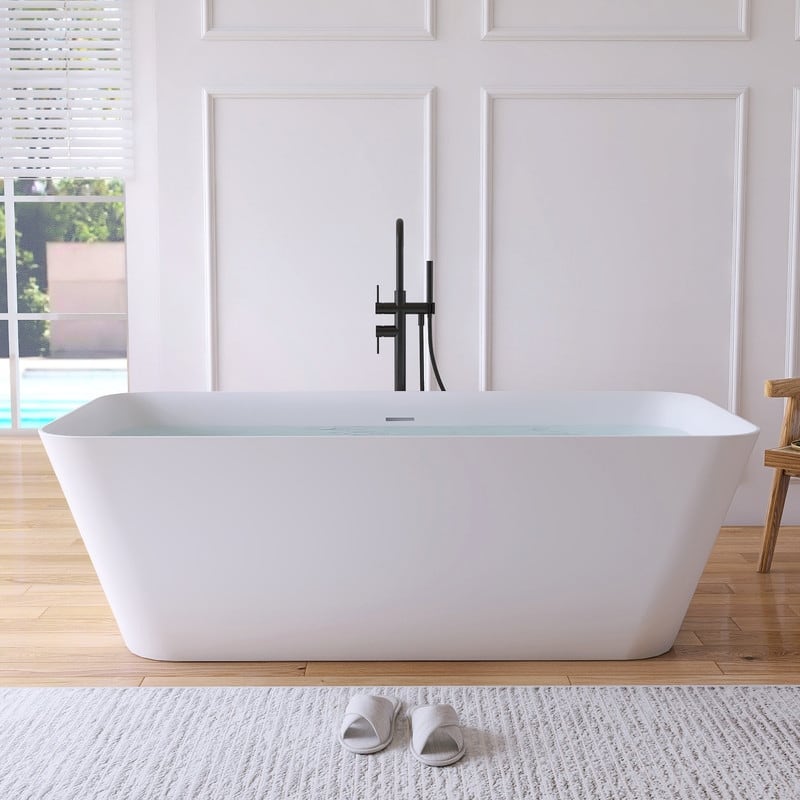 MEDUNJESS 67'' Freestanding Bathtub Solid Surface Soaking Tub