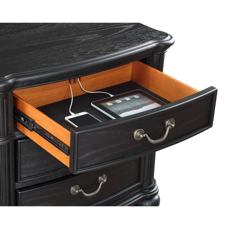 Celina Traditional 3-drawer Nightstand Black