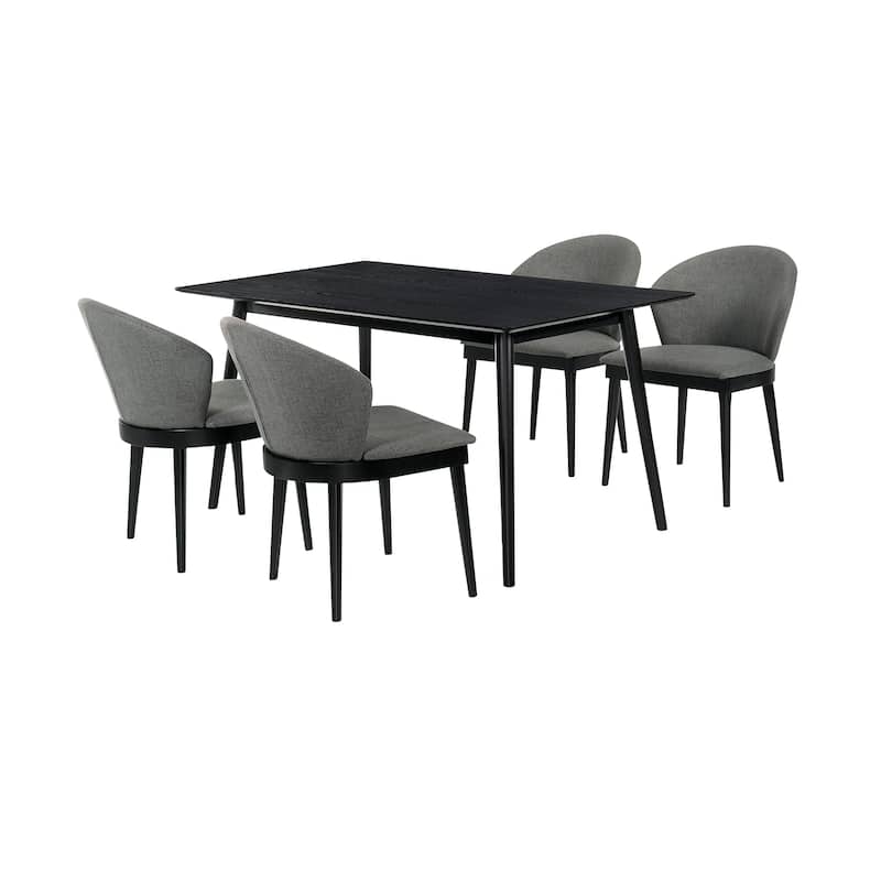 Westmont Juno Black or Walnut Wood 5 Piece Dining Set