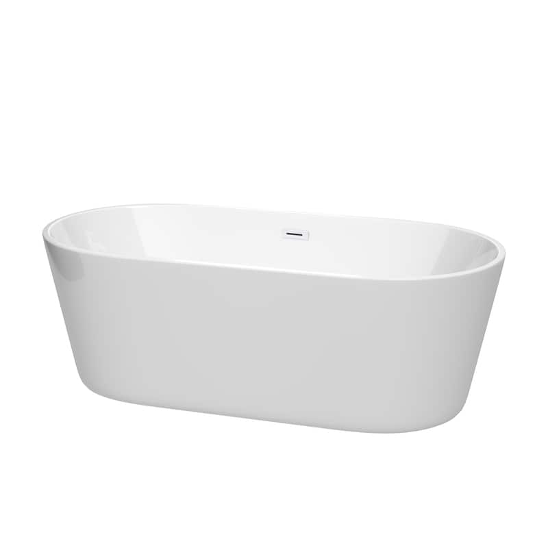 Wyndham Collection Carissa 67-inch White Freestanding Soaking Bathtub - White, Shiny White Trim
