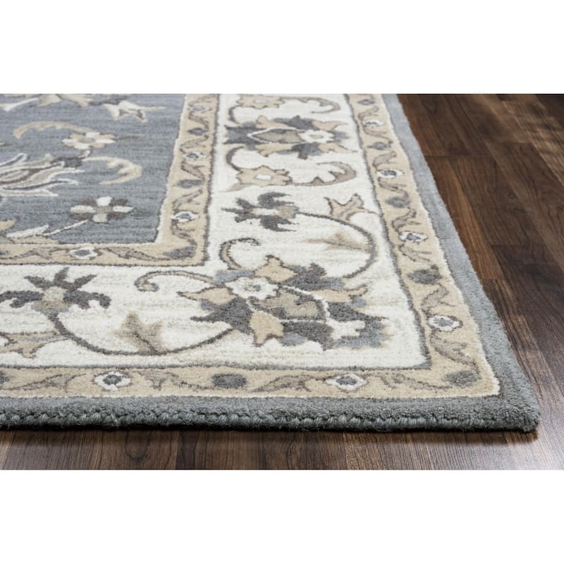 Alora Decor Liberty Traditional Hand-Tufted Bordered Grey/Tan Area Rug