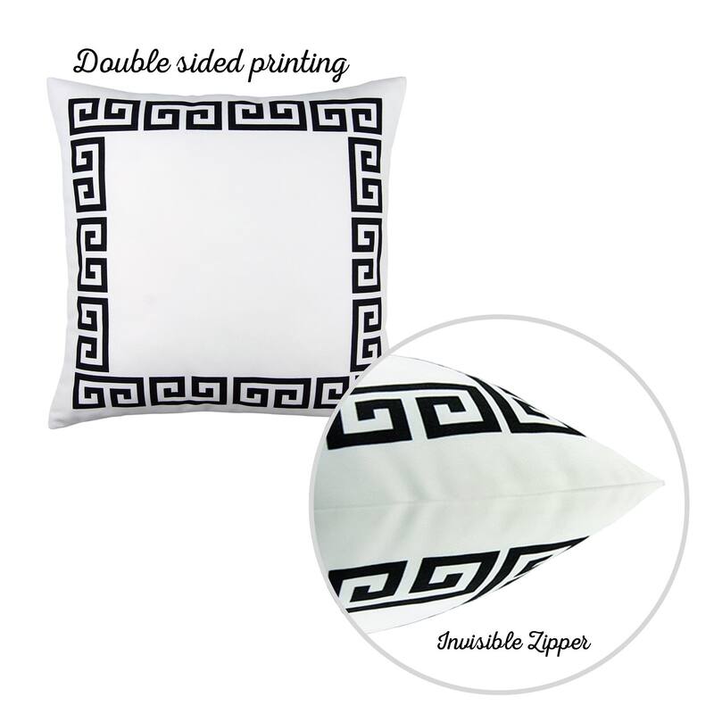 Geometric Greek Key Design Printed Decorative Throw Pillow Cover