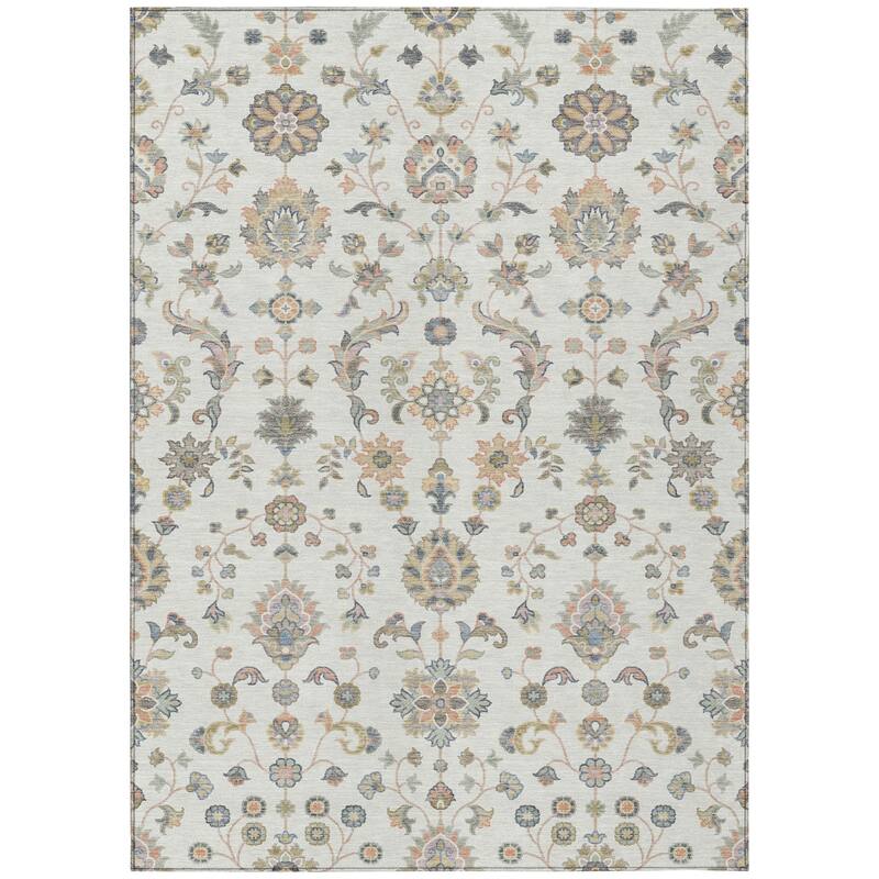 Machine Washable Indoor/ Outdoor Traditional Basalt Chantille Rug