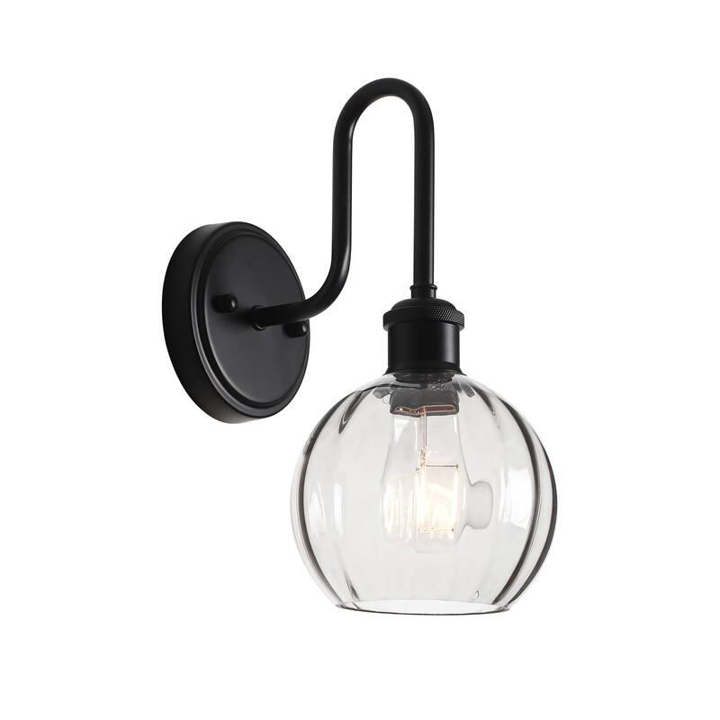 Modern 1-Light Bathroom Vanity Wall Sconce with Textured Glass Shade