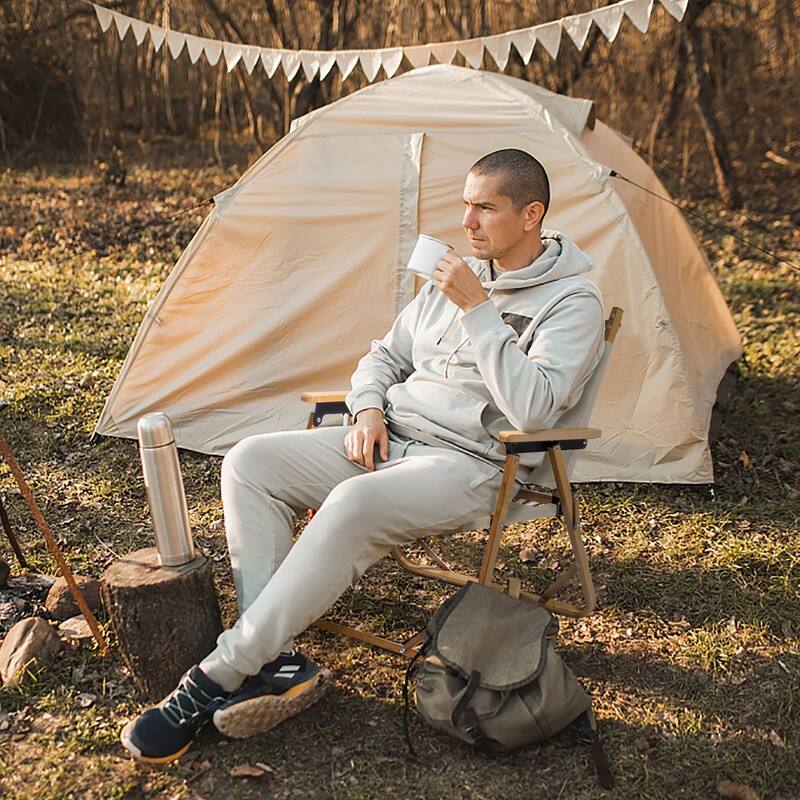 Single Aluminum Frame Wood Grain Spray Paint Camping Chair