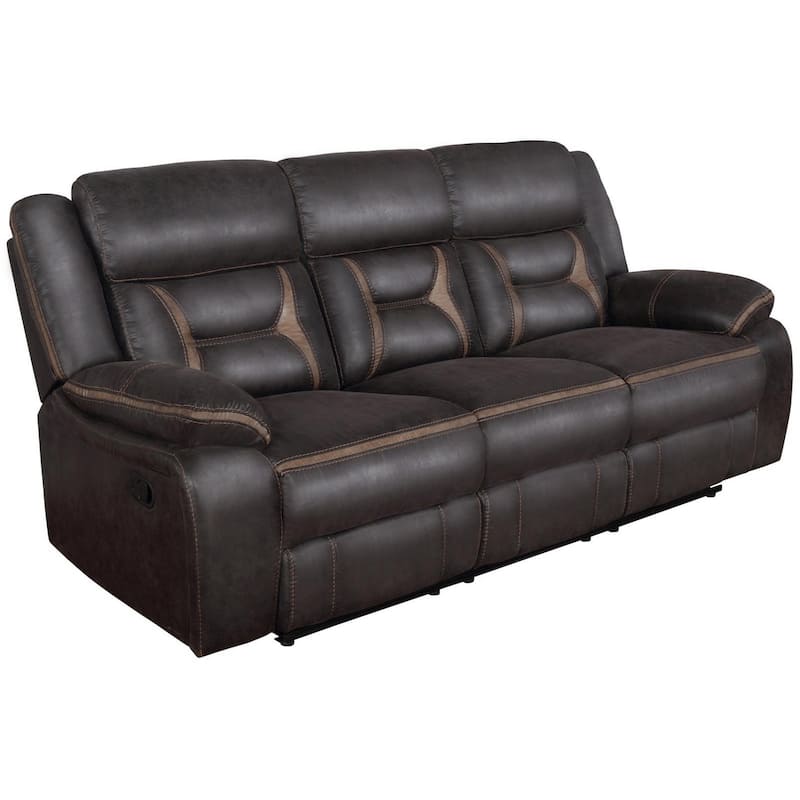 87 Inch Sofa, Manual Motion Recliner, 2 AC and 2 USB, Brown Faux Leather - Brown