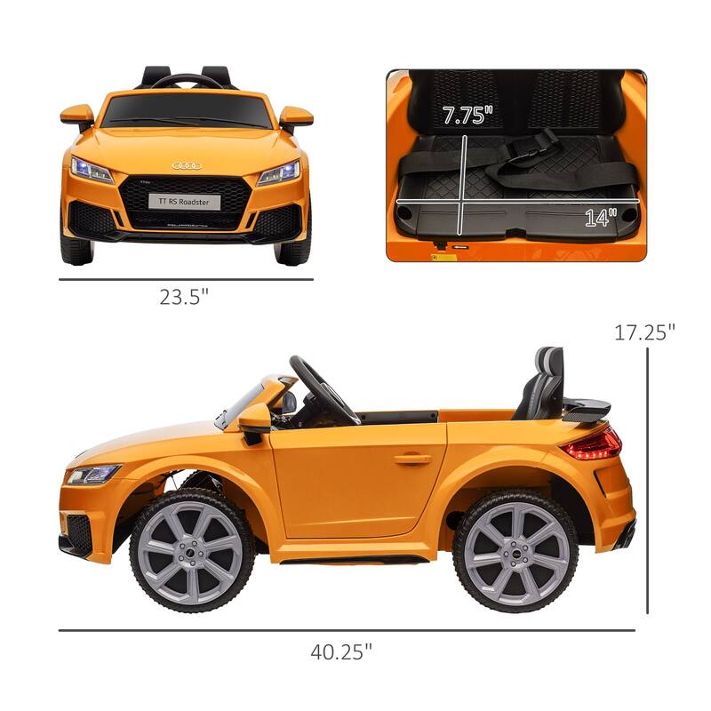 6V Kids Audi TT RS Electric Ride-On Car with Remote Control, Suspension System, Music, and MP3 Player for Boys & Girls