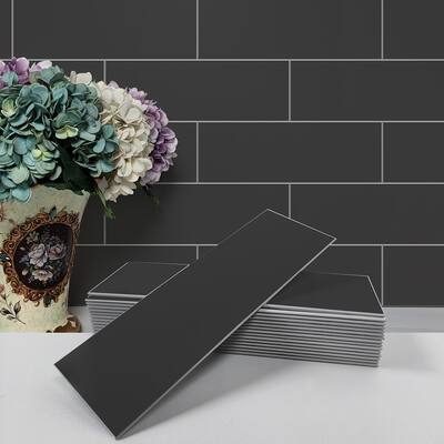 Bex Metro Stone Composite Peel and Stick Glossy Subway Backsplash Wall Tiles (8 Sq Ft/24 pcs box)