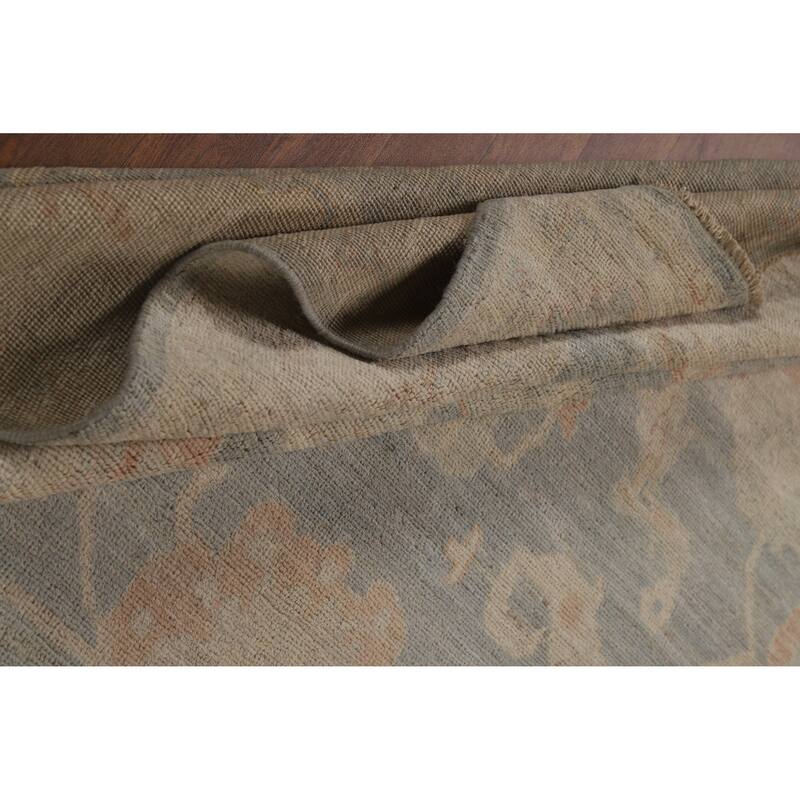 Vegetable Dye Blue Oushak Turkish Rug Hand-Knotted Wool Carpet - 5'11"x 9'7"